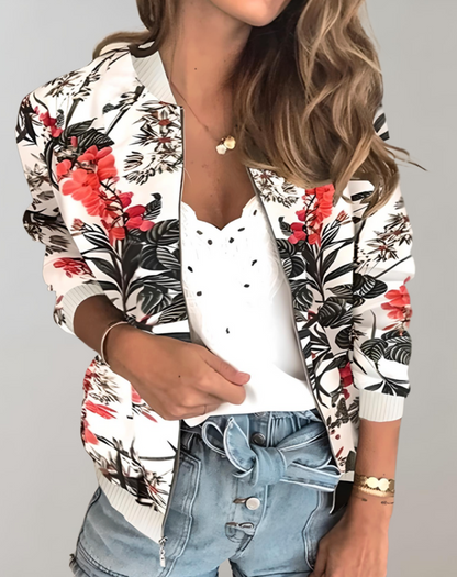 Agneta - Floral Bomber Jacket - Plant / XS - Bomber Jacket