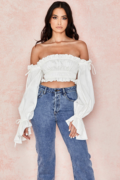 Emma - White Off Shoulder Top For Summer Evenings