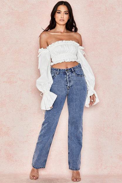 Emma - White Off Shoulder Top For Summer Evenings