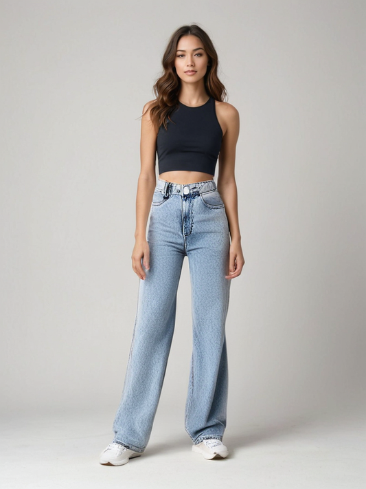 Esme - Trendy High Waist Baggy Jeans