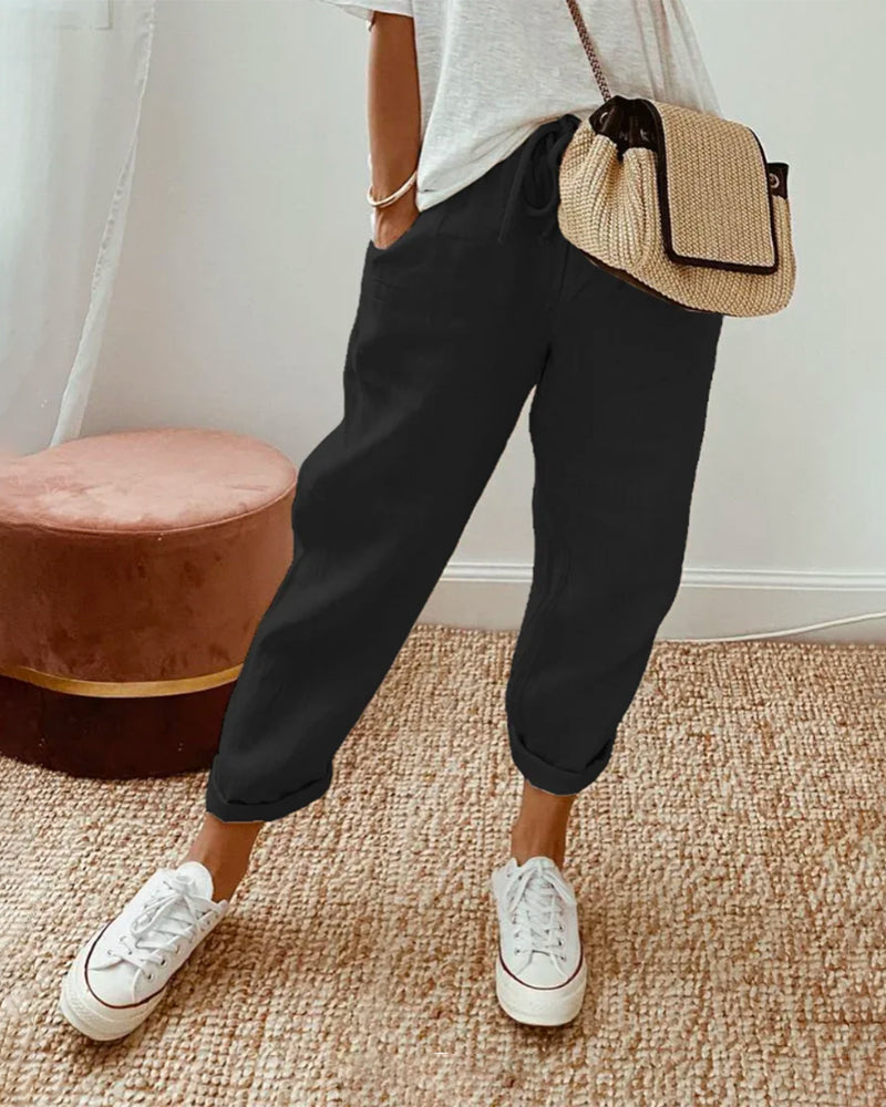 Helen - Comfortable Plain Trousers for Summer Vibes