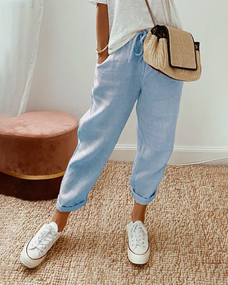 Helen - Comfortable Plain Trousers for Summer Vibes