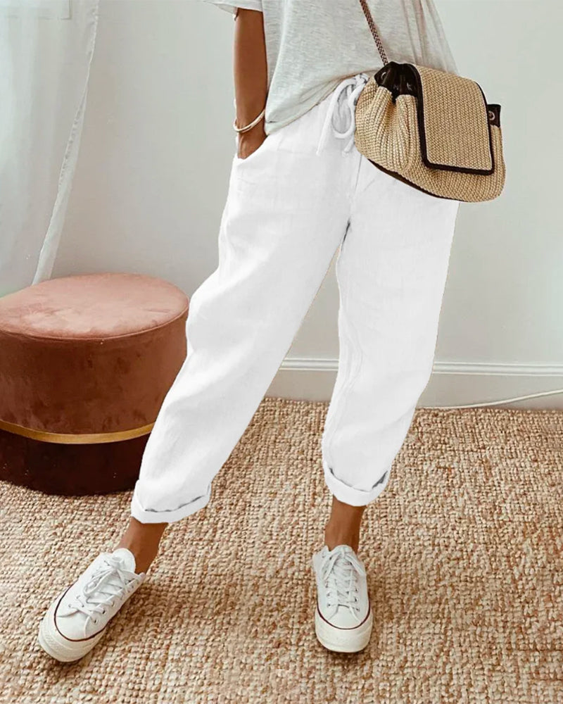 Helen - Comfortable Plain Trousers for Summer Vibes