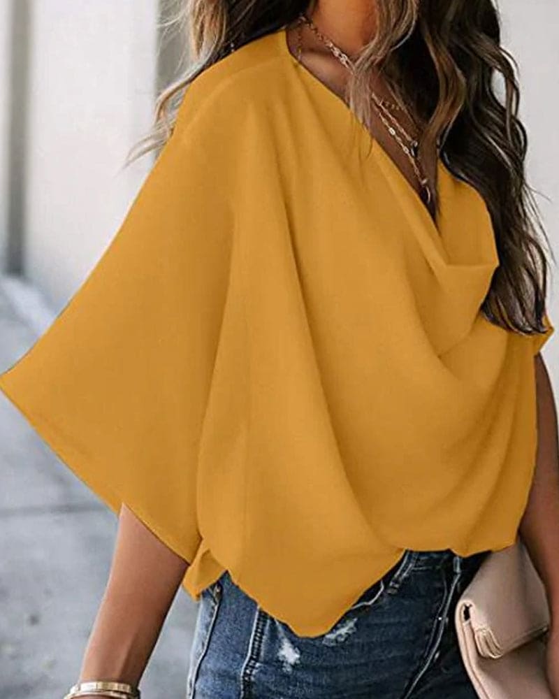 Helga - Batwing Sleeve Blouse - Yellow / XS - Blouses & Shirts