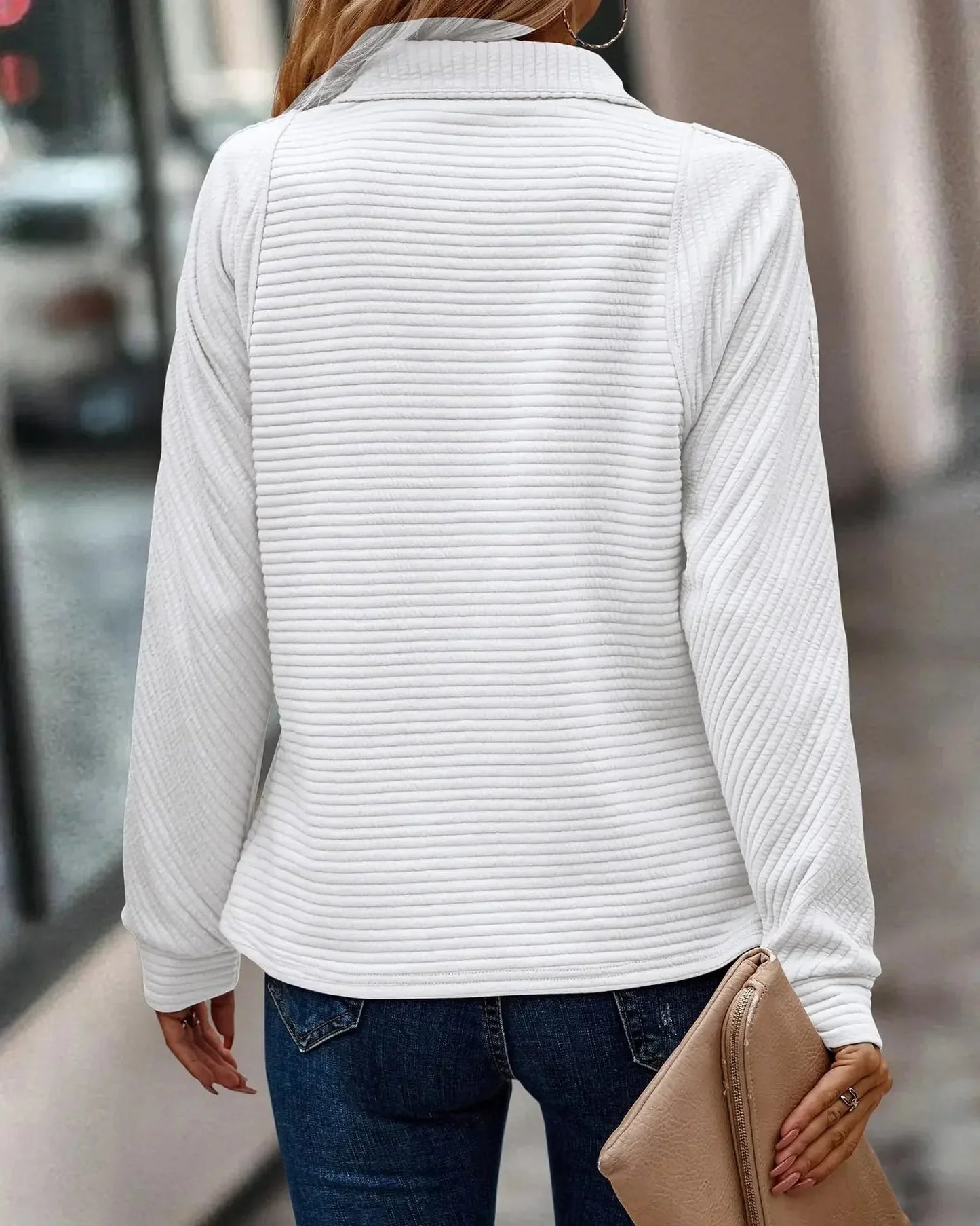 Jane - Jumper With Zip Collar, Stylish And Comfortable