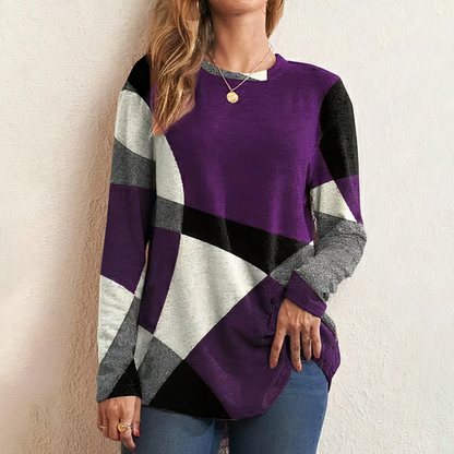 Kathy - Color Block Sweater - Purple / S - Sweater