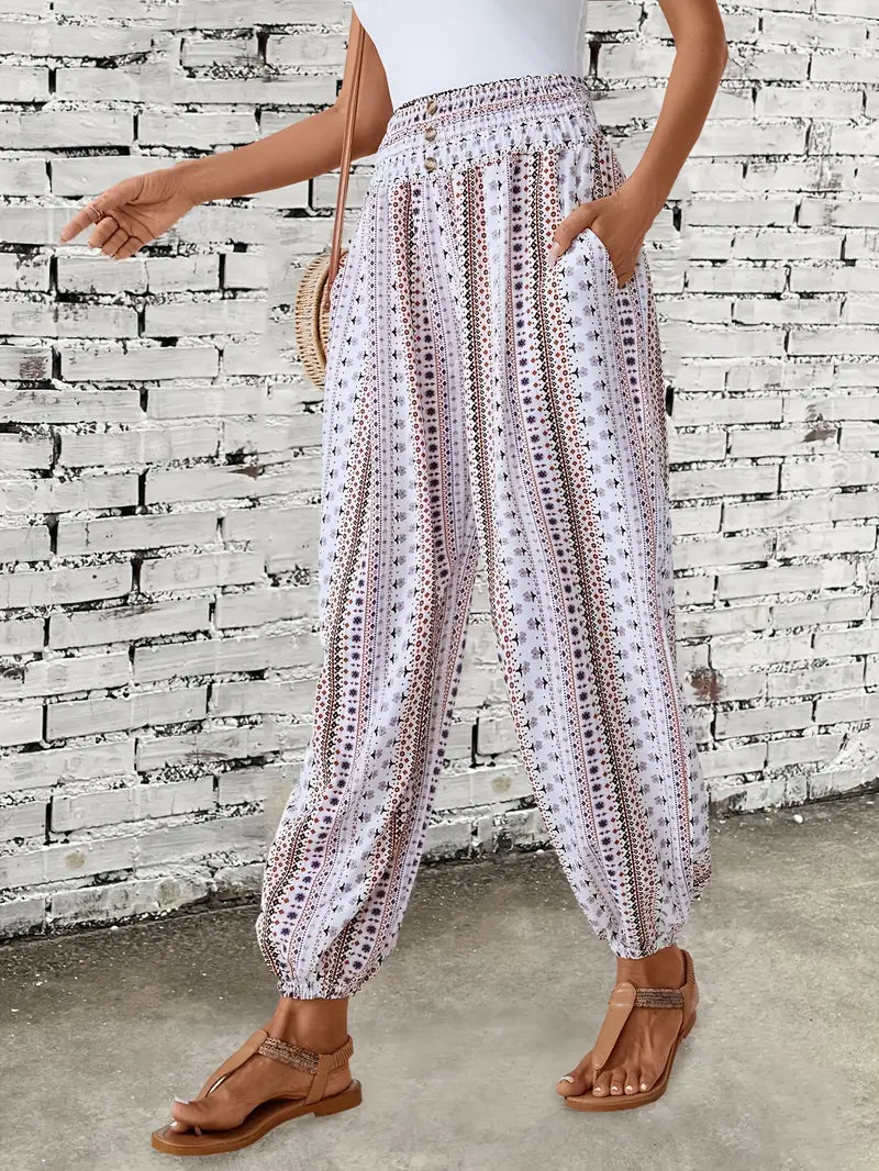 Leandrea - Boho Stylish Pants - White / XS - Boho pants