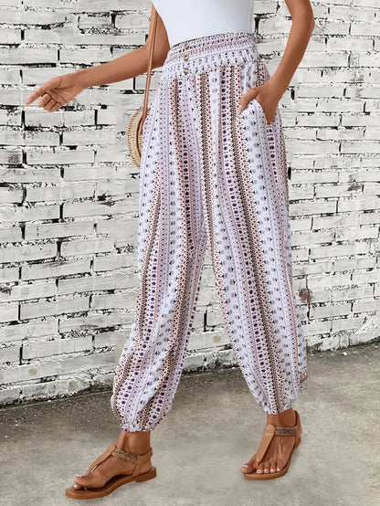 Leandrea - Boho Stylish Pants - White / XS - Boho pants