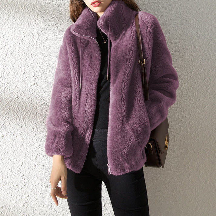 Loavy - This Fur Coat Adds Elegance And Warmth To Any Winter Outfit - Purple / S