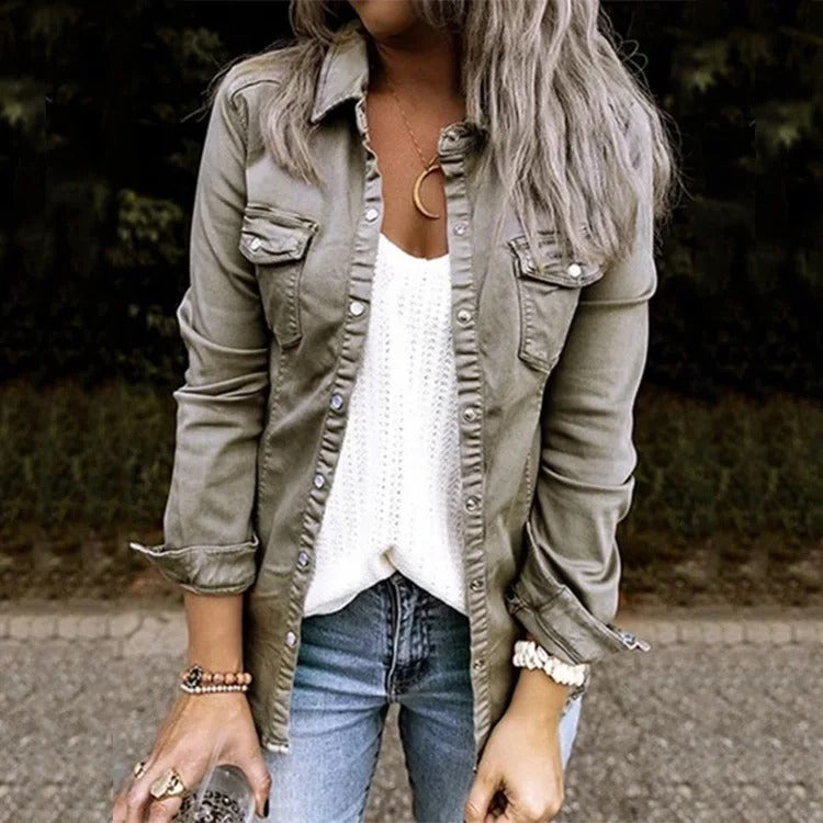 Malin - Slim Denim Jacket - Grey / XS - Denim Jacket