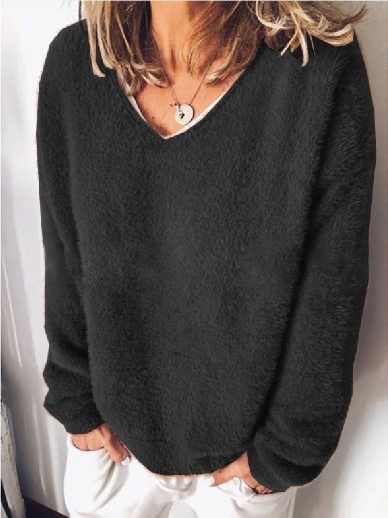 Mariye - Cozy V-neck Sweater - Black / XS - Sweater