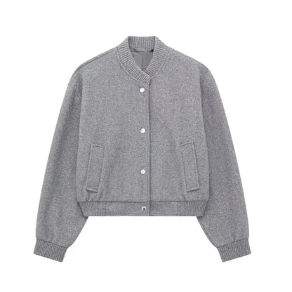 Monique - Chique Cropped Bomber - Grey / XS - Bomberjack