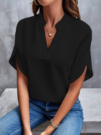 Pauline - Elegant V-Neck Top with Stylish Sleeves For Just That Special Touch