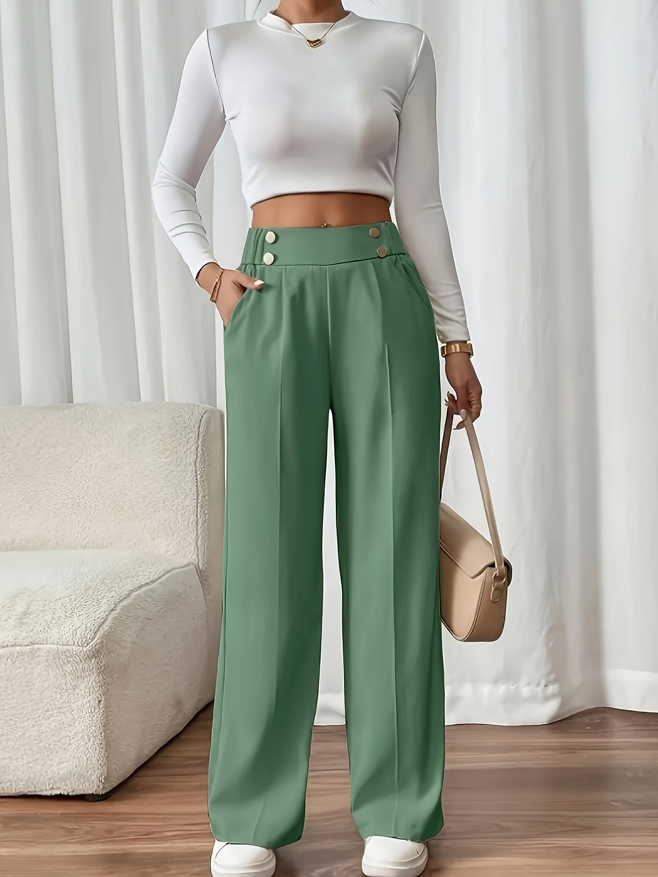 Poppy - Comfortable Chic Trouser with Buttons