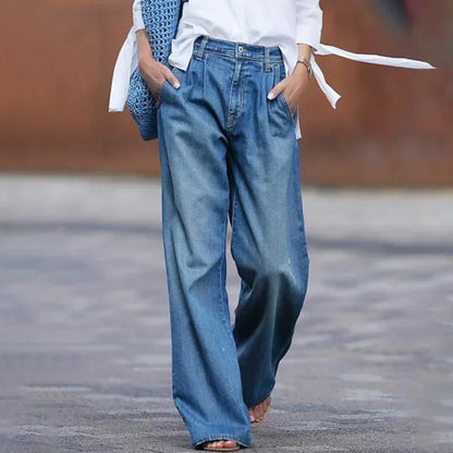 Scarlett - Wide Denim Pants with A Playful Touch