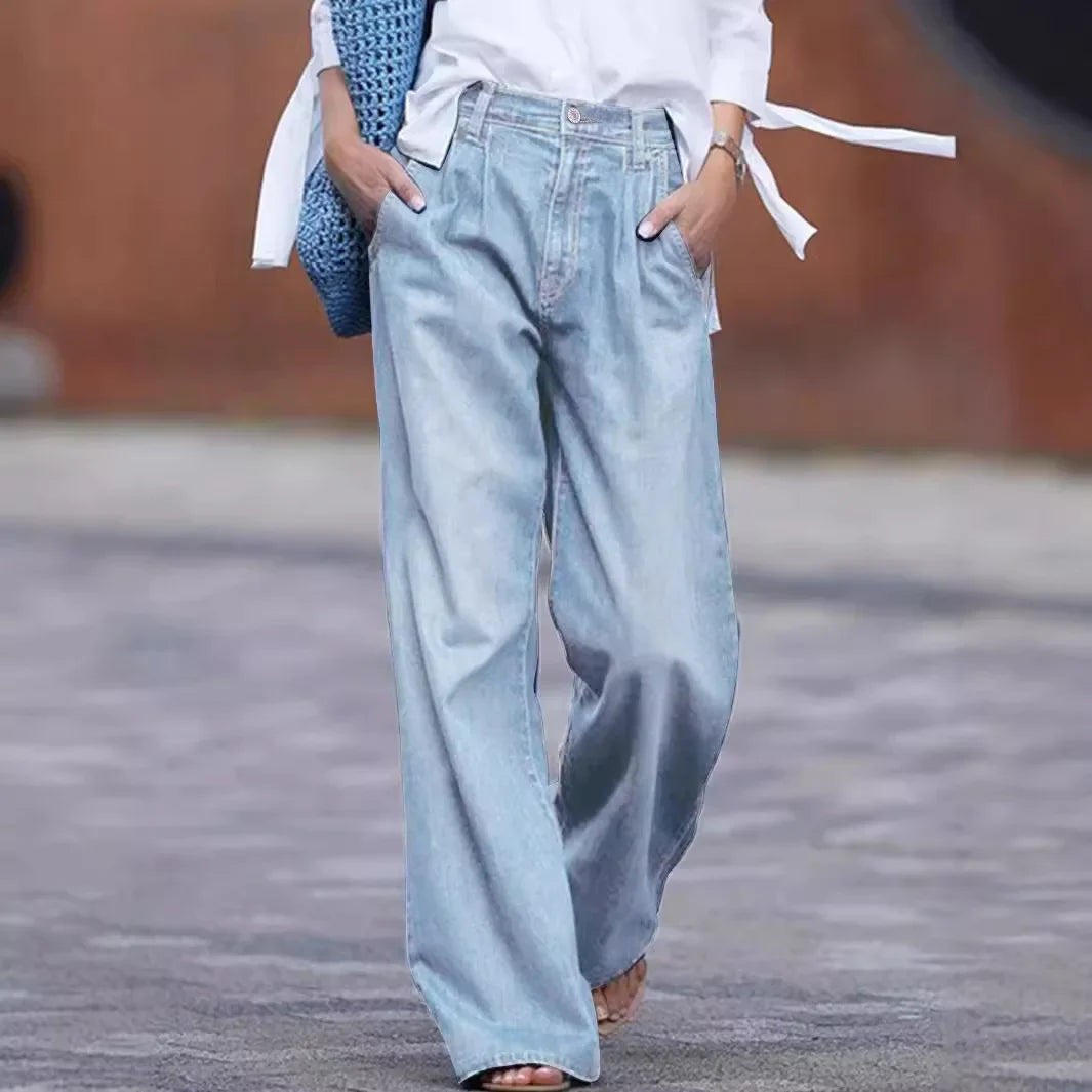 Scarlett - Wide Denim Pants with A Playful Touch