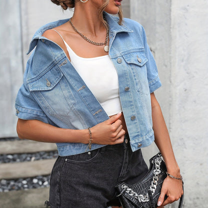 Victoria - Onley Short Sleeved Denim Jacket To Efforlessly Elevate Your Style