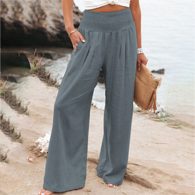 Vivienne - Linen Mix Trousers - Grey / XS - Linnen pants