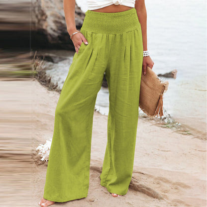 Vivienne - Linen Mix Trousers - Light green / XS - Linnen pants