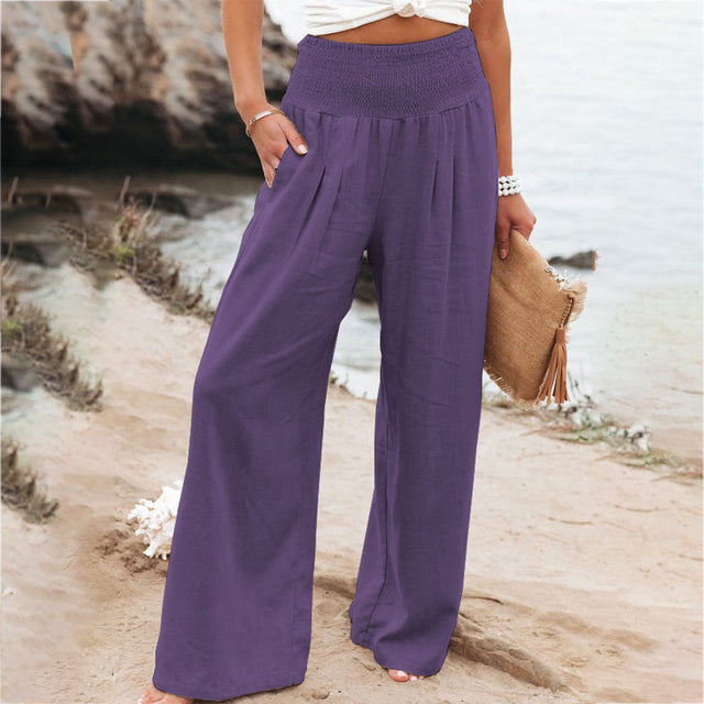 Vivienne - Linen Mix Trousers - Purple / XS - Linnen pants