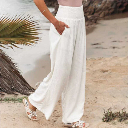 Vivienne - Linen Mix Trousers - White / XS - Linnen pants